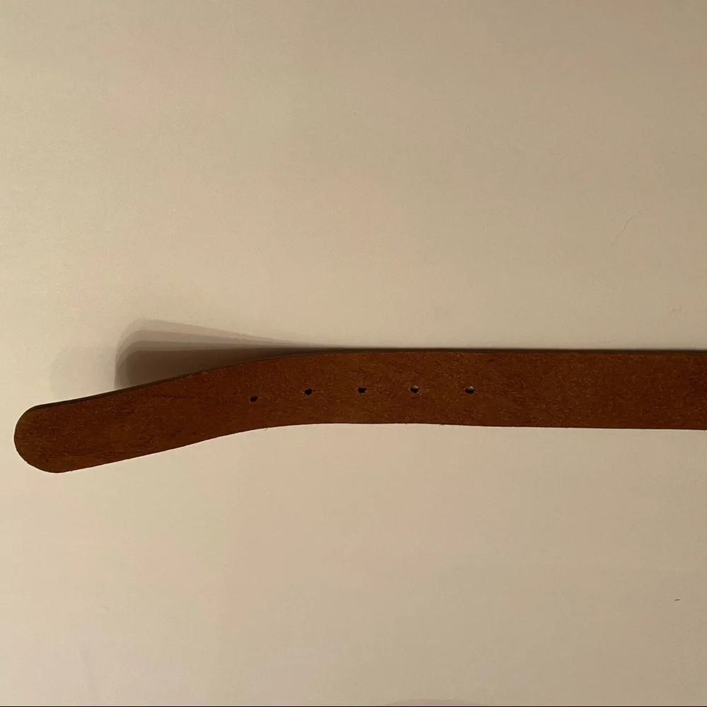 OLGA SANTINI BELT NEW BROWN LEATHER FIRE CIRCLE BUCKLE ADJUSTABLE NWT SIZE L